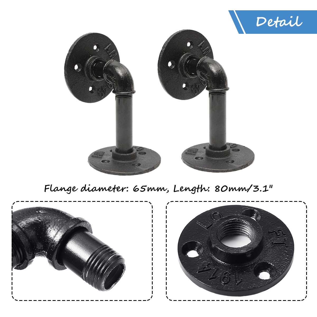 Industriële Pijp Zwart Ijzeren Pijp Beugel Muur Drijvende Opslag Plank Rek Ondersteuning Frame Beugel Home Improvement Hardware 2 Stuks