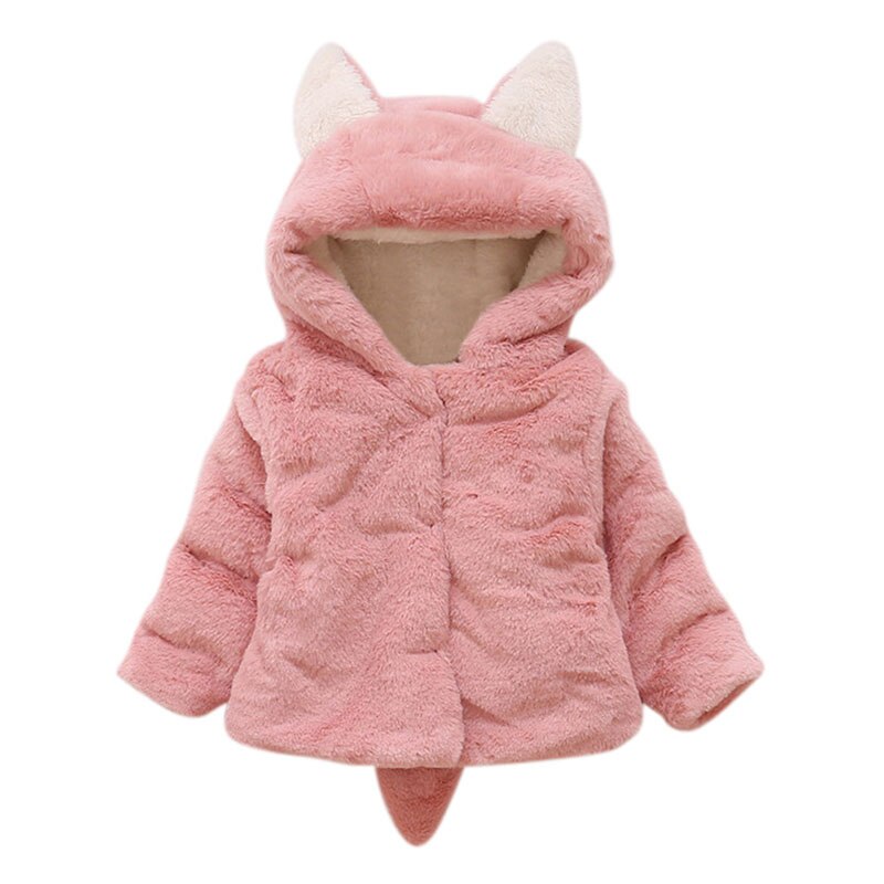 Baby Girl Hoodie Coats Winter Children Kids Warm Cotton Blend Clothes Cute Ears Infant Toddler Jacket Outerwear Clothing 0-3T