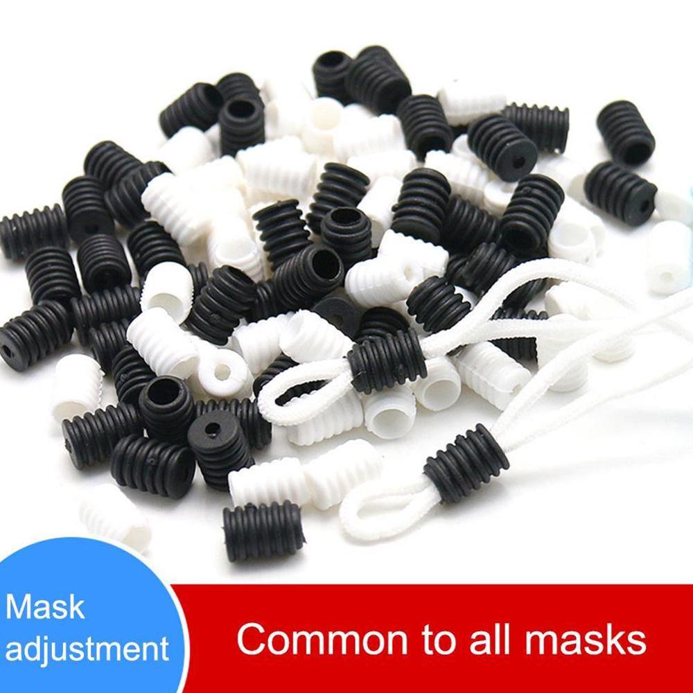 100Pcs 9/10Mm Platte Aanpassing Gesp Kralen Silicagel Bottons Voor Masker Elastische Koord Stopper Touw Slot diy Strap Cord End