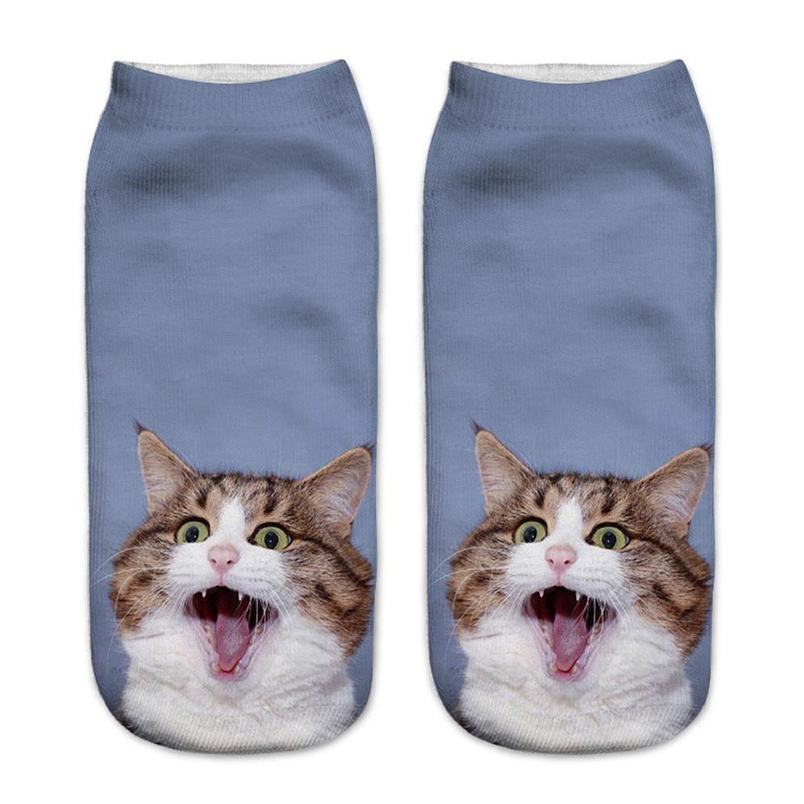 Vrouwen Funny Animal Casual Werk Business Sokken 3D Leuke Kat Gedrukt Medium Sokjes Unisex Sokken Mode Polyester Sokken: BU