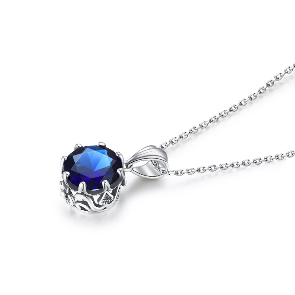 Szjinao – pendentif fleur mignon en argent Sterling 925, saphir bleu, pour femmes, collier, bureau, bijoux gravés