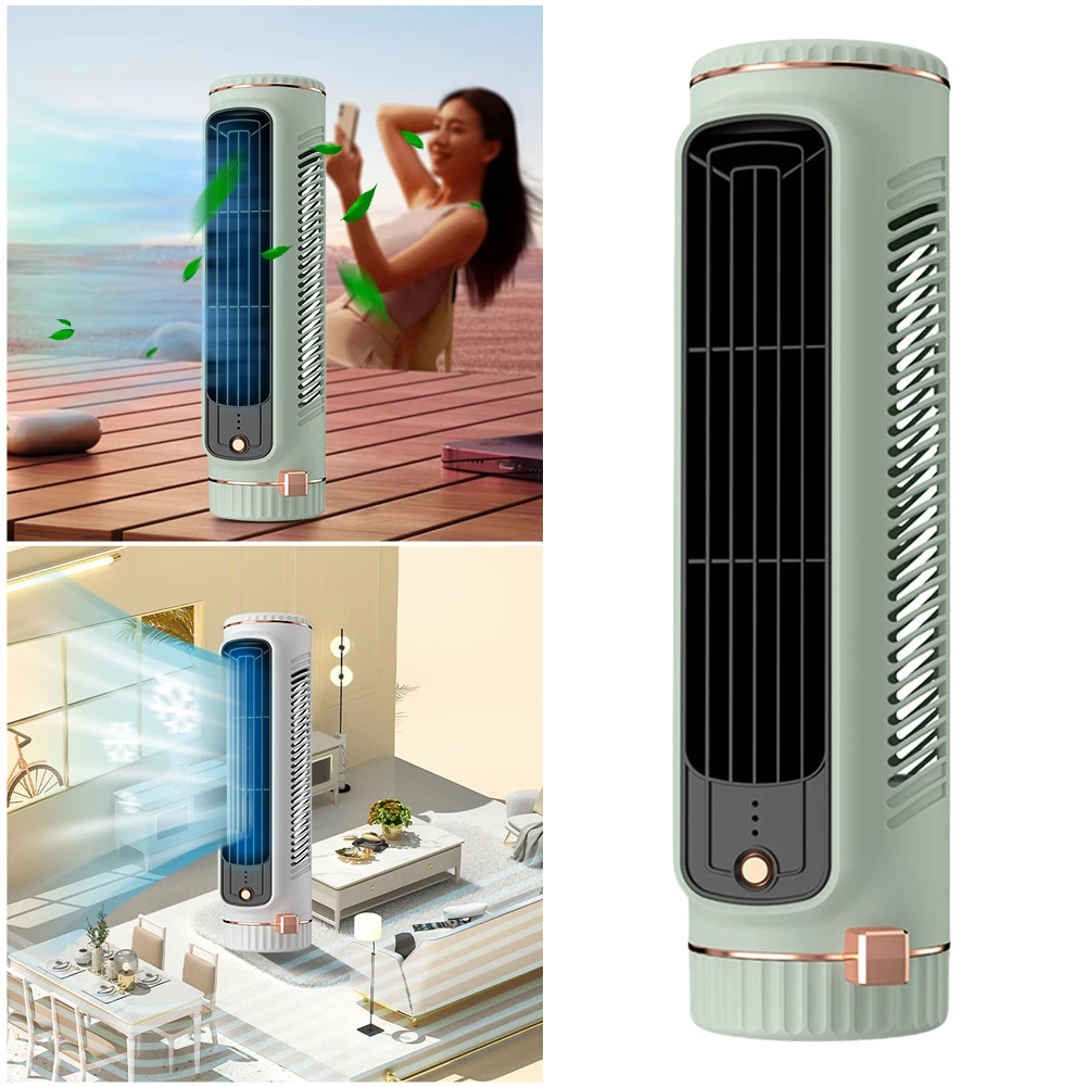 Tower Fan USB Charging Portable Air Conditioner Desktop Cooling Fan Wireless Desk Fan for Home Bedroom