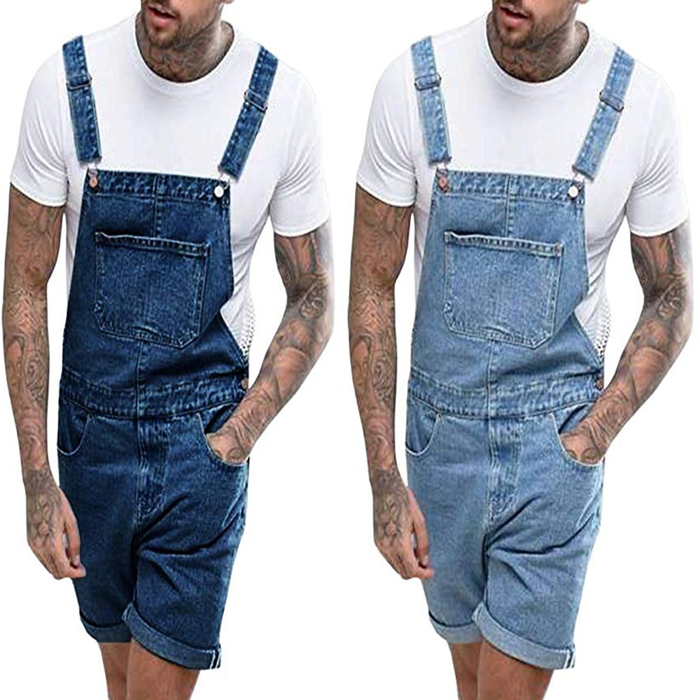 Männer Plus Größe Kurze Overalls Latzhose Männer Große Größe Denim Overalls Shorts mit Tasche Lose Stil Overalls für männer