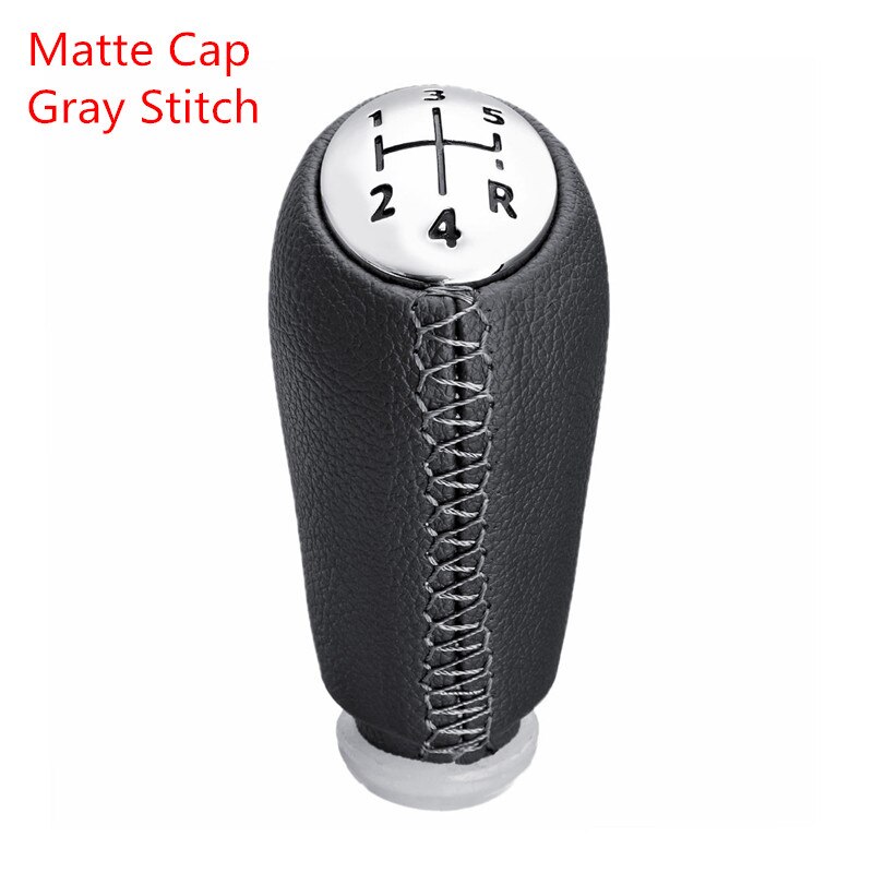 Pomo de cambio de marchas MT de cuero para Renault Scenic II MK2 Megane 2 MK Clio 3 III MK3 Kangoo, bolígrafo de cambio de marchas, negro, gris, Beige: Gray Stitch Matte