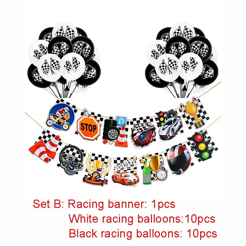 Conjunto de cartel de feliz cumpleaños para niños, Set de decoración de cumpleaños, avión, barco, transportador, guirnaldas de pancarta, globo, Temática de tráfico: Set B