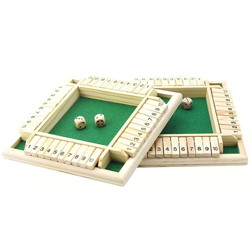 22X22X3.5Cm Sloot De Doos Dobbelstenen Bordspel 4 Zijdig 10 Aantal Houten Flappen & Dices spel Voor 4 Persoon Pub Bar Feestartikelen
