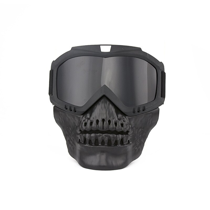 Gafas de Motocross desmontables a prueba de viento, máscara de calavera para motocicleta, gafas de sol para Mtb, protección UV, gafas MX para ATV/Enduro/BMX: 024-black