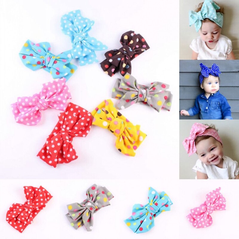 Charm Baby Haar Zubehör Bowknot Dot Drucken Bunte Baumwolle Hairband Stirnband Headwear 7 Stil