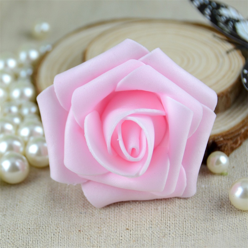 50Stck 6cm Künstliche PE Schaum Rose Blumen Köpfe Für Hochzeit Heimat Dekorationen DIY Scrapbooking Kranz Girlande Günstige Blume: hell Rosa