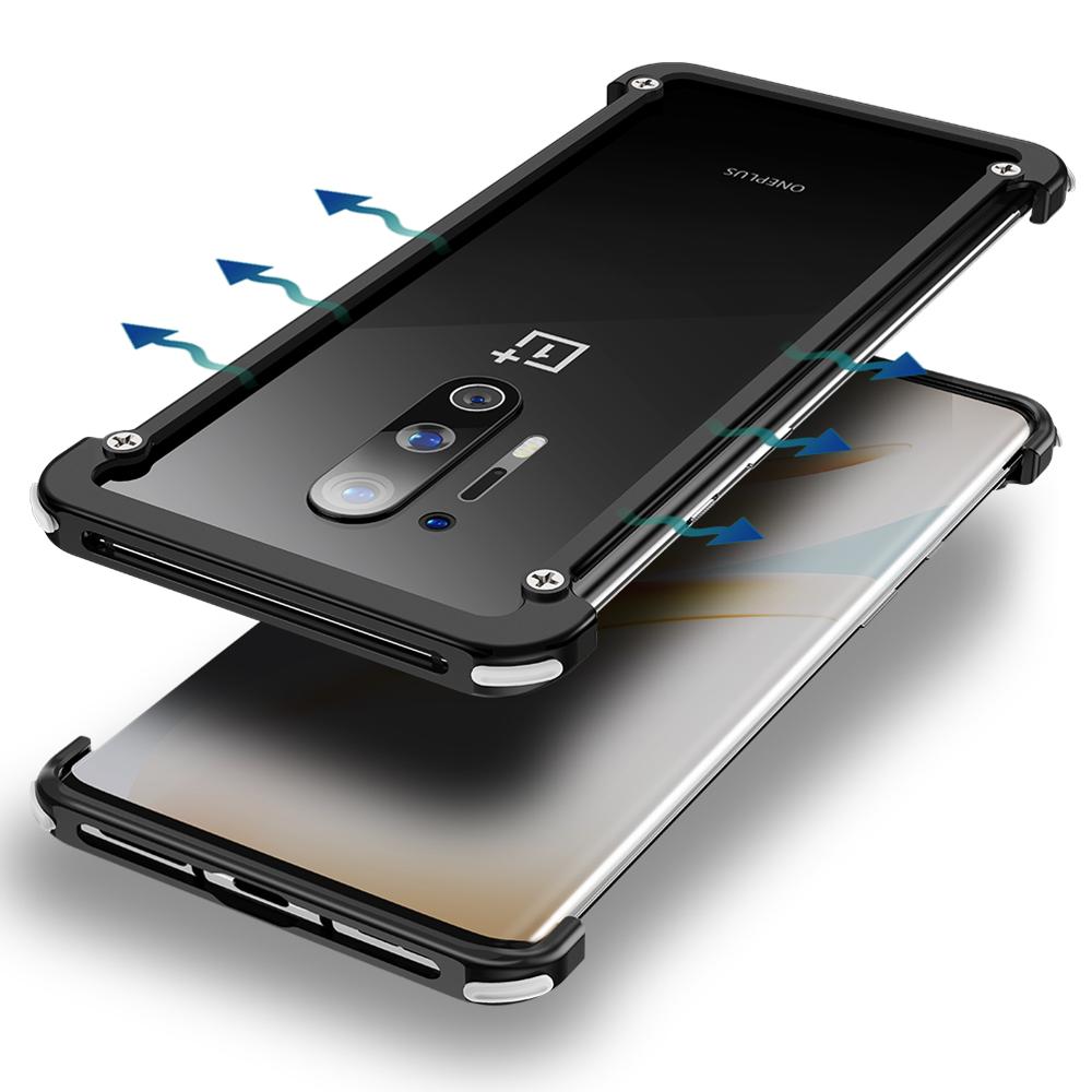 Phone Case For Oneplus 8 & 8pro luxury Metal Frame Shape With Airbag Shockproof original case Bumper Back Bover Cool Case