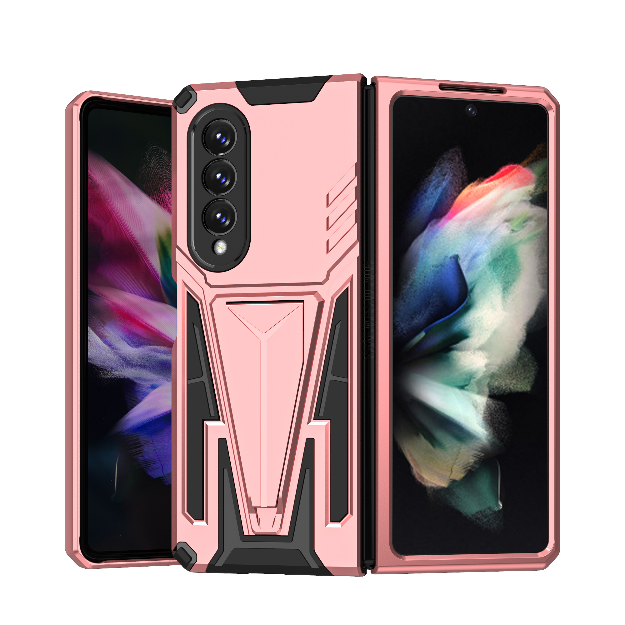 Coque de Protection double couche pour Samsung Galaxy Z, pliable, 3 plis, 5G, magnétique, antidérapante: rose gold