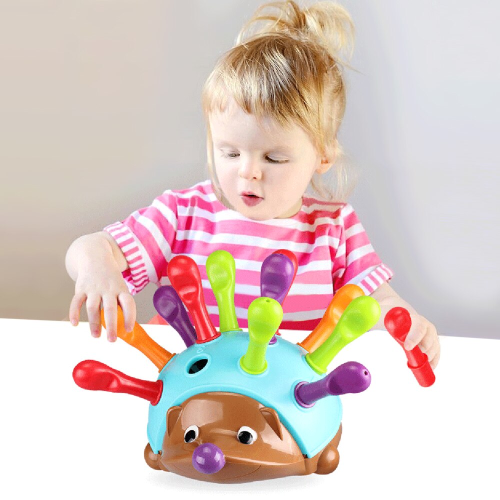 Fin motor pindsvin legetøj med 12 pigge tal og farver kognition sensorisk pædagogisk legetøj til småbørn