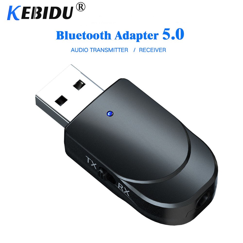 Kebidu-transmisor y receptor Bluetooth 2 en 1, adaptador de música inalámbrico con Bluetooth 5,0, Mini estéreo auxiliar de 3,5mm para Kit de coche, música y TV