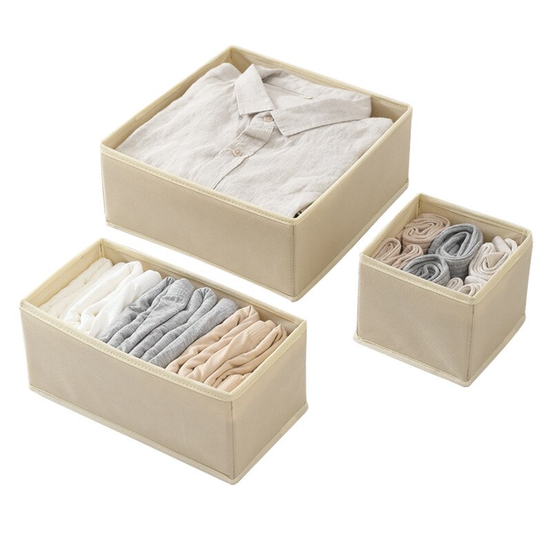 Cajas organizadoras de ropa interior de tela no tejida, armario plegable, cajas de almacenamiento para dormitorio, organizadores de cajones ecológicos para cosas pequeñas, 6 piezas: Caqui