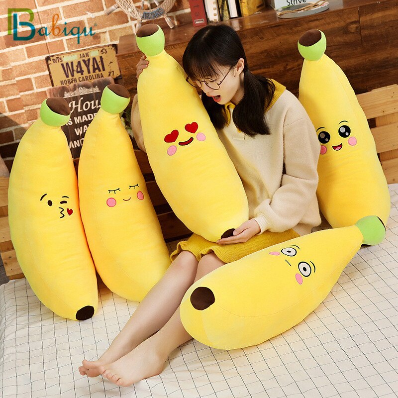 Hot New 1pc 80/100CM śliczne pluszowe owoce zabawki żółty Banana pluszowe rośliny zabawki Banana poduszki dla domu łóżko dziecko dzieci prezenty urodzinowe