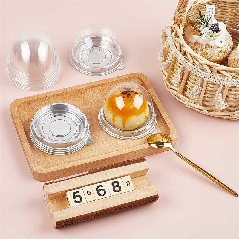 50 Pcs Mini Ronde Maan Cake Container Trays Verpakking Houder Wedding Party Favor Dozen 50G Mooncake Ei-dooier Bladerdeeg Houders