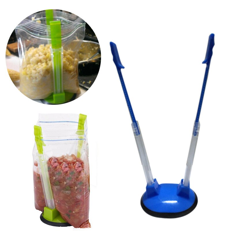 1pc Ziplock Storage Bag Holder Adjustable Bag Clip Hands-Free Non Slip Plastic Bag Racks Hands Baggy Rack Kitchen Gadget