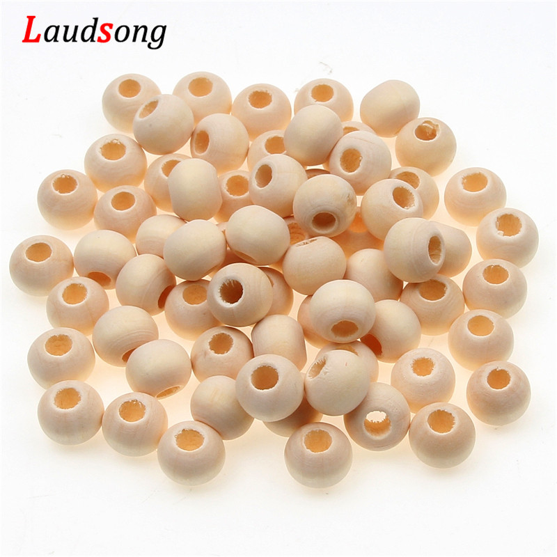 10-40mm Big Hole Natural Wooden Beads Round Ball Loose Spacer Beads For Jewelry Making DIY Bracelet NecklaceSsupply