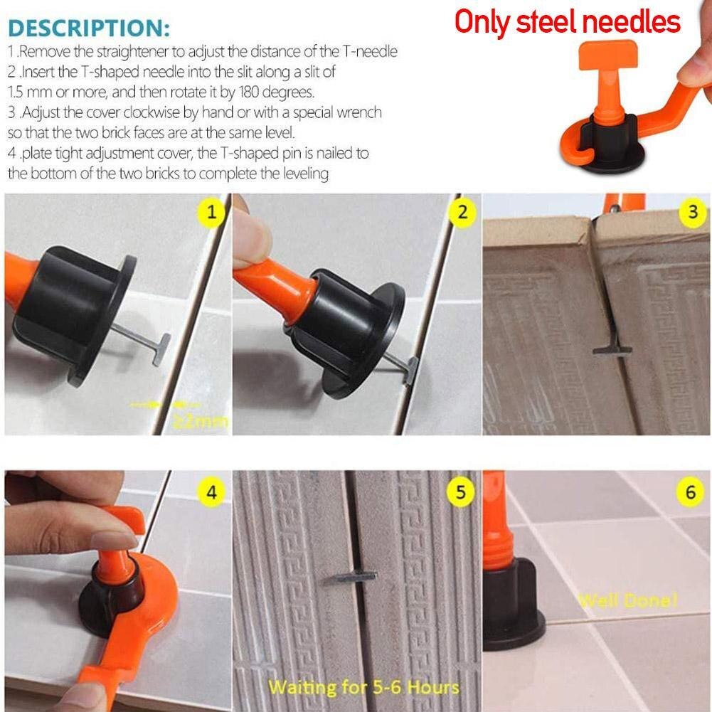 100pcs T-shaped Steel Needle Alignment Tile Leveling Wedges Tile Spacers System Flat Ceramic Leveler For Floor Wall Construction