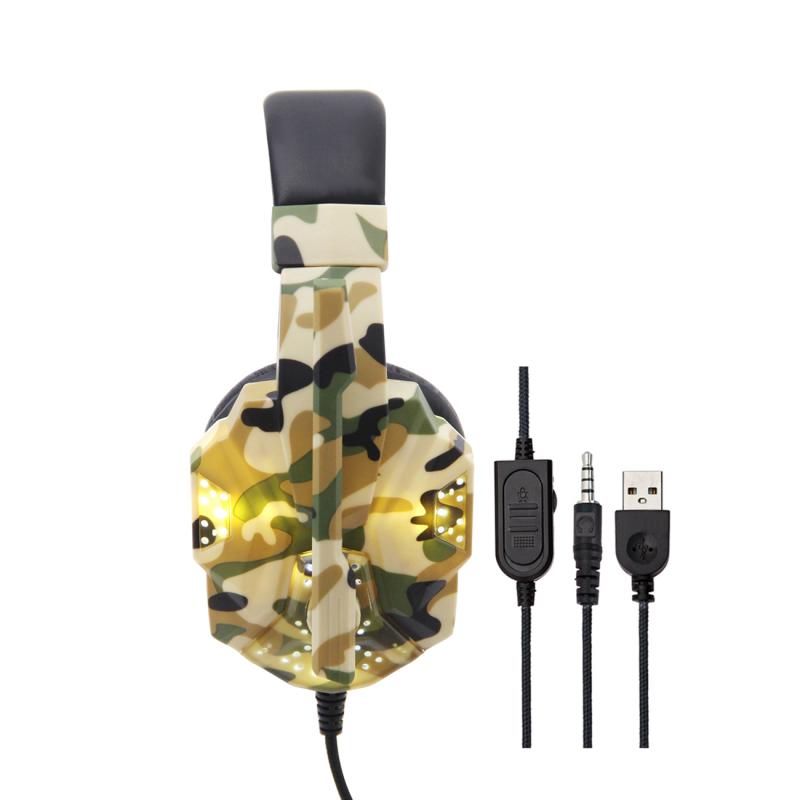 Auriculares PS4 de camuflaje, auriculares de graves para videojuegos, auriculares de juego, auriculares con micrófono para PC, teléfono móvil, nueva tableta Xbox One
