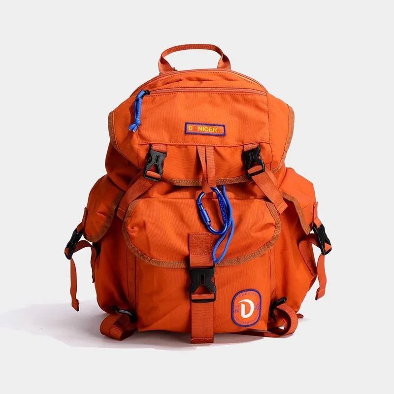 Shine Orange Nylon Backpacks String Water Proof Large Capacity Casual Outdoor Bags for Unisex mochilas: Orange