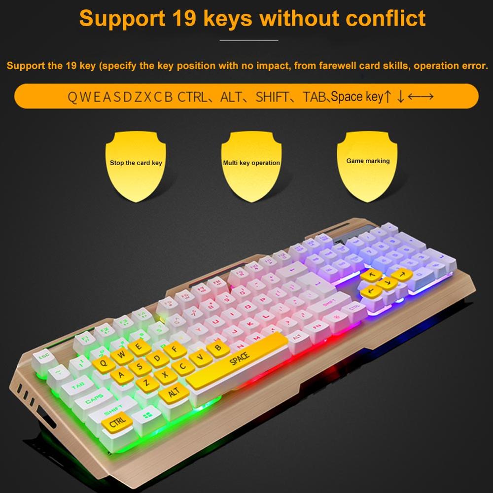 104 keys Gaming Mechanical Keyboard Mouse Set V1 USB Wired Ergonomic RGB Backlight Keyboard Mice Combo For Laptop Desktop PC
