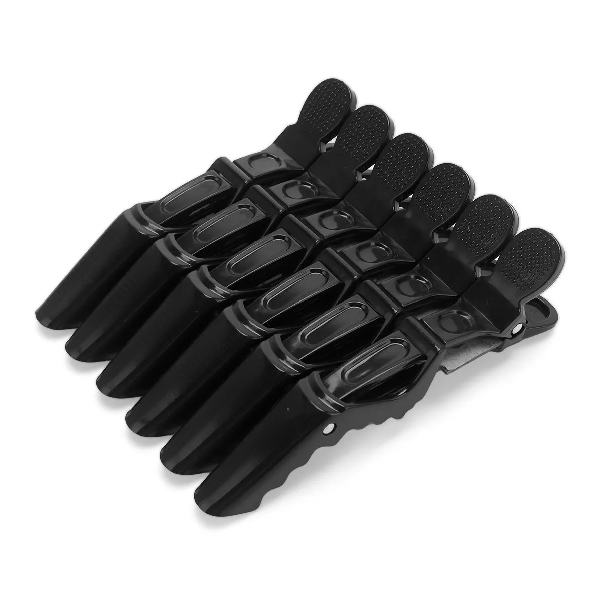6 uds pinza de pelo de cocodrilo pinzas de peluquería pinza de pelo de plástico peluquero para estilismo de salón horquillas accesorios para el cabello: Negro