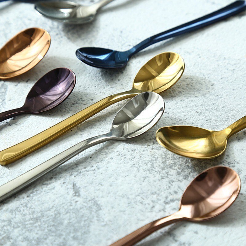 Tea Spoons 304 Stainless Steel Tableware Cutlery Unique Gold Small Dessert Spoon Silver Mini Coffee Scoop Ice Cream Spoon 1