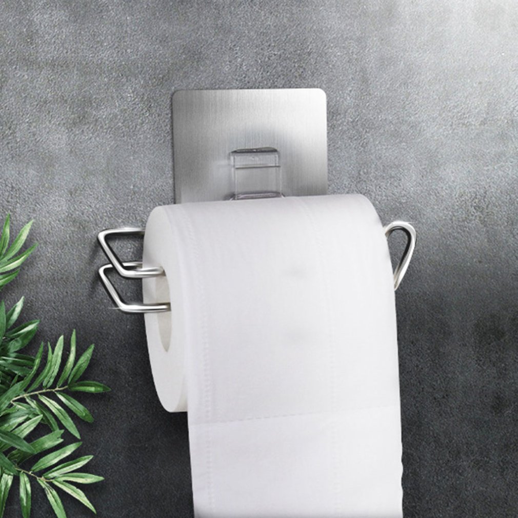 Stainless Steel No Drilling Roll Stand Family Kitchen Cabinet Bracket Shower Room Convenient Paper Holder