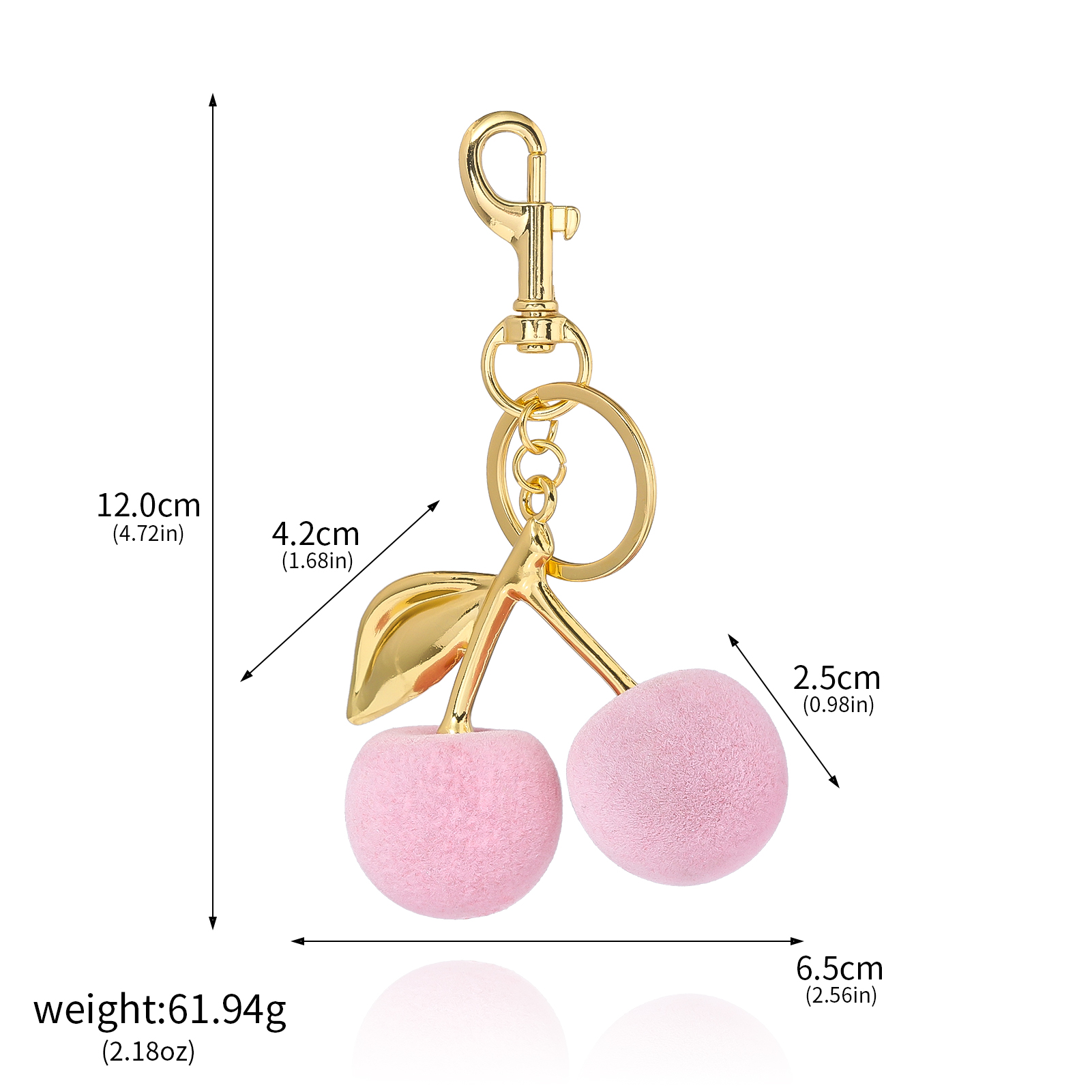 Delicious Red Cherry Keychain Summer Fruits Cherries Pendant Keyring For Women Men Jewelry Bag Key Accessories: Ivory