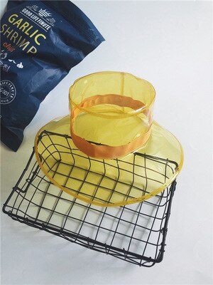 Damhatt sommar regnbeständiga hattar mjuk plast klar huvudbonader solskyddshatt pvc transparent flerfärgad hatt: Gul