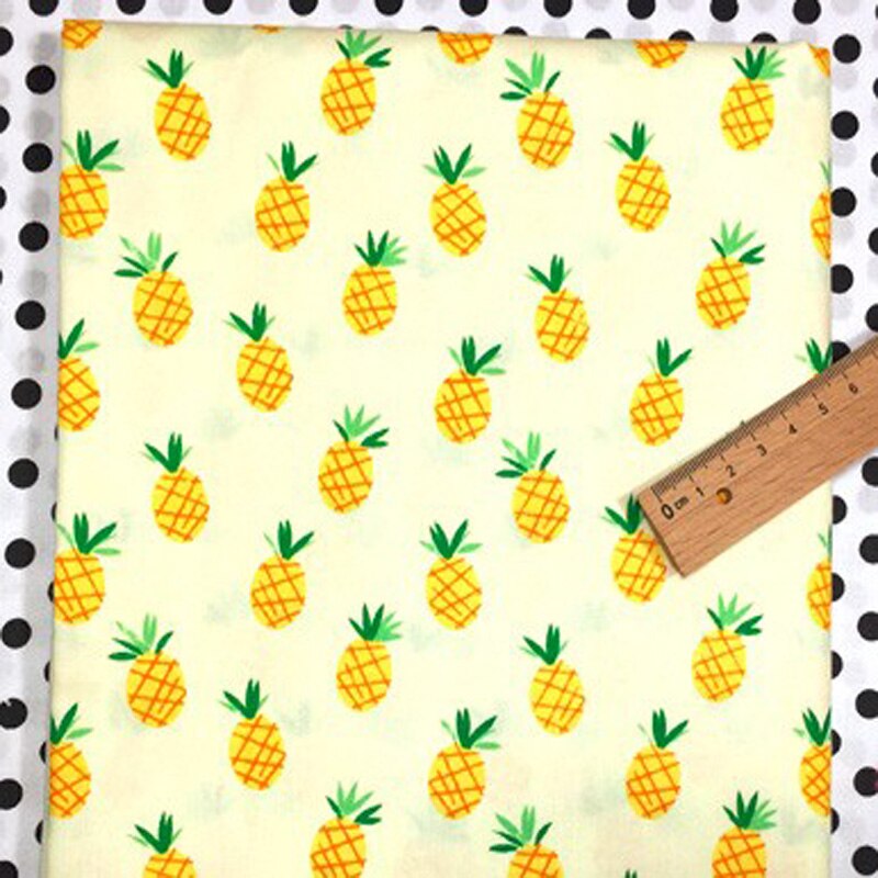 100% algodón viaPhil fruta fresca familia piña plátano DE SANDIA cereza Kiwi tela de Patchwork Tela de decoración para el hogar: pineapple 50x160cm