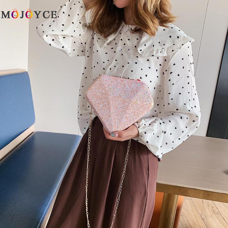 dames paillettes dur diamant en forme de sac de messager paillettes en cuir PU petite chaîne sacs à bandoulière pour les femmes