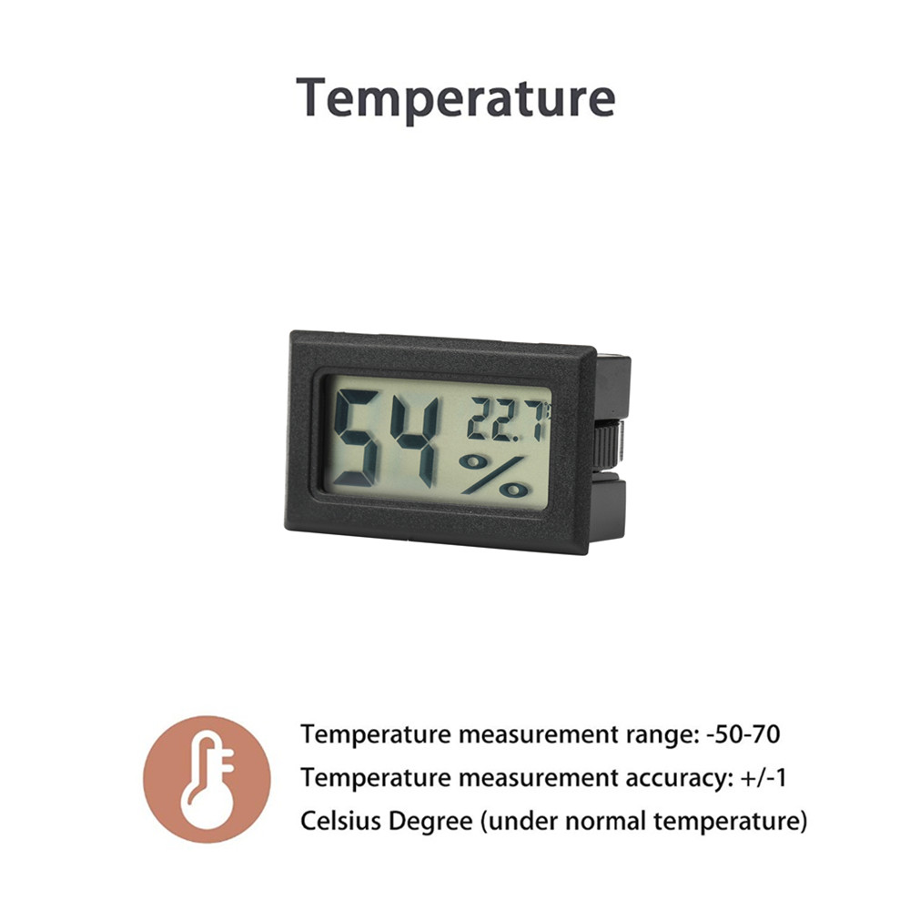 Mini Black Digital LCD Temperature Humidity Indoor Room Humidity Meter Thermometer Hygrometer Temperature Sensor Humidity