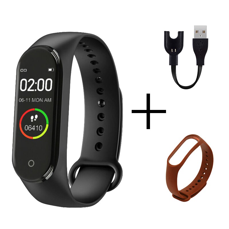 M4 Smart Armband Gesundheit Smart Band Herz Rate Blutdruck Monitor Fitness Tracker Sport Uhr Bluetooth für Android IOS: Black Brown