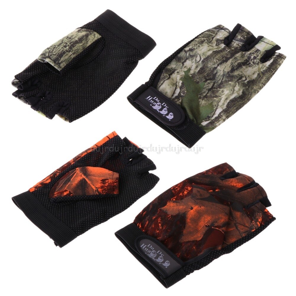 Guantes de pesca de camuflaje antideslizantes, de 5 dedos cortados, de , para deportes al aire libre, antideslizantes, N20