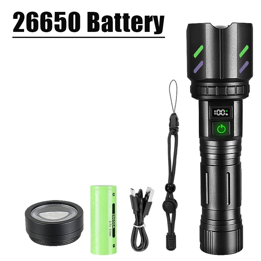 Ultra leistungsstarke Lampe mit 5 Modi, wiederaufladbare Super-Hochleistungs-LED-Taschenlampe, Outdoor-Laterne, Camping-Taschenlampen, kann Feuer machen: Rot