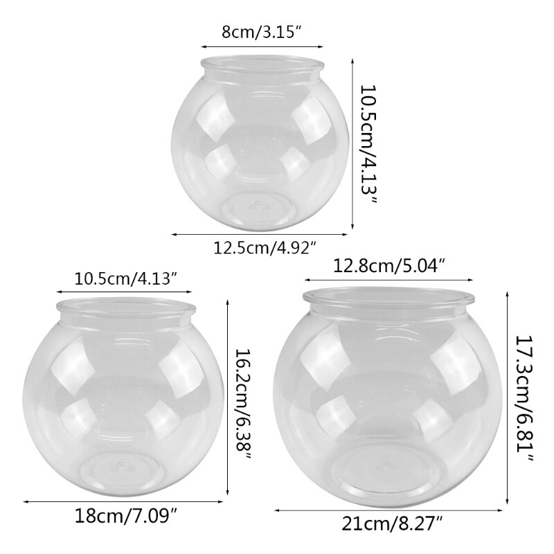 Aquarium rond transparent de 1l 3l 4,5 l, en plastique, pour petits poissons, support d&#39;ornement pour bonbons