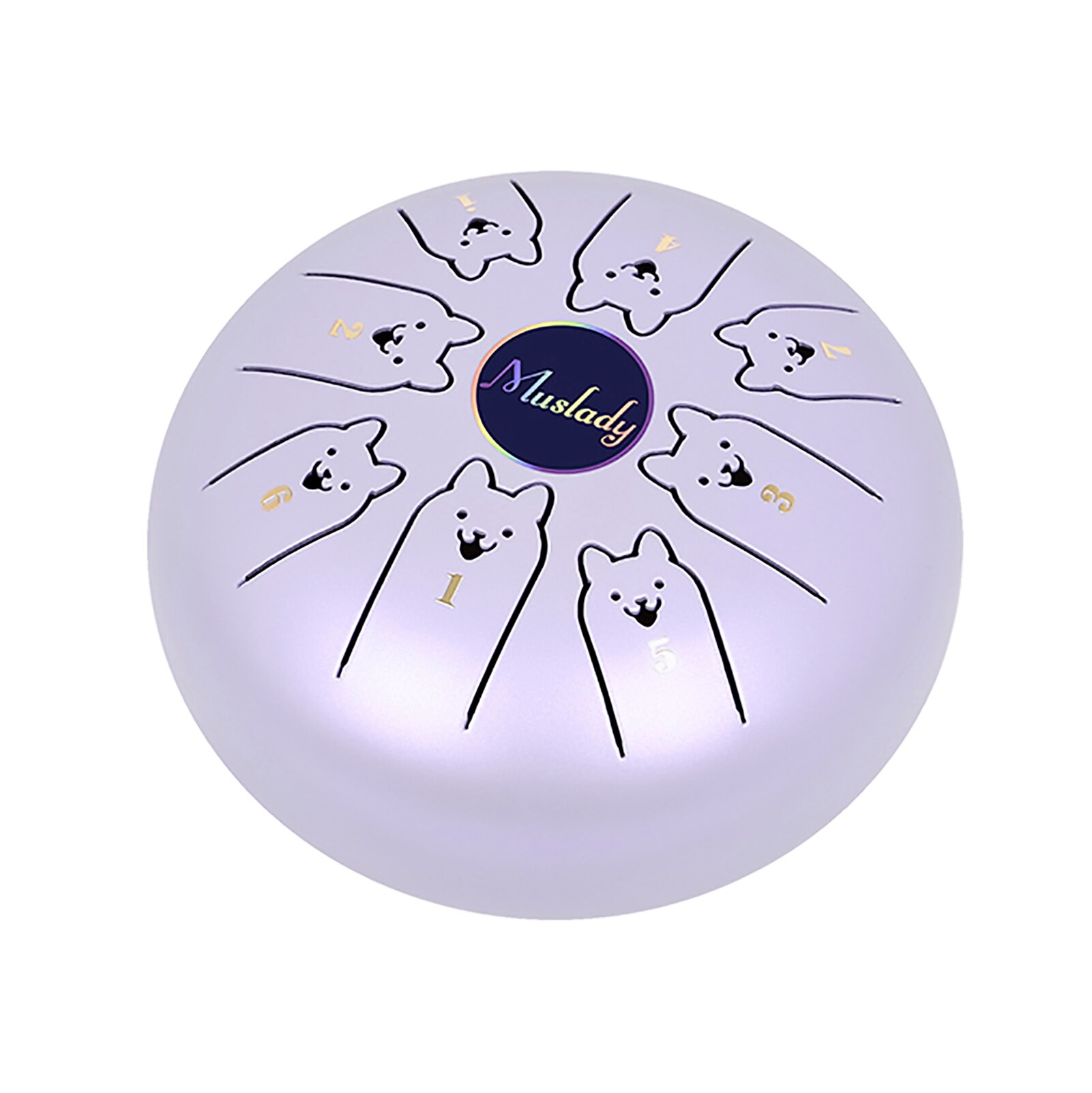 Muslady 5.5 Inches Mini Steel Tongue Drum 8 Notes C Key Handpan Drum Chinese Zodiac Patterned Tank Drum Percussion Instruments:  Purple