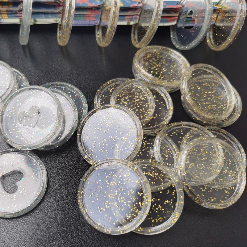 Anillo planificador con agujeros de setas para cuaderno, discos de encuadernación de 35MM, anillos de encuadernación de corazón para planificadores de botones de bucle de hojas sueltas de oficina, DIY, 100 Uds.