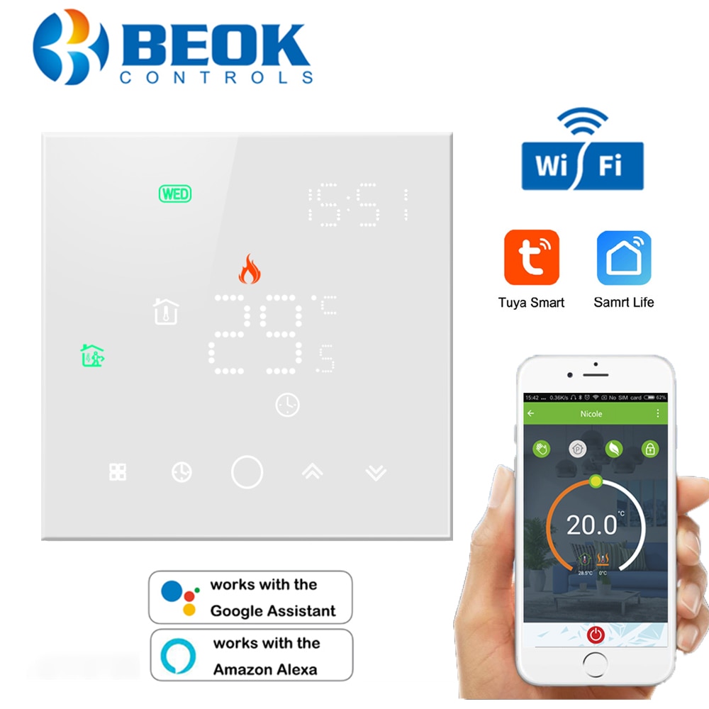 Beok 3A Water Floor Heating System Smart WIFI Thermostat Central Heating Wiring Centres Hub Controller Actuators for Gas Boiler: TGW003-WIFI-WP