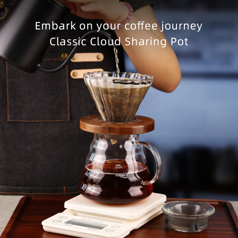 Heat Resistant Borosilicate Glass Hand Drip Coffee Pot Carafe Share Pot Pour Over Coffee Server Drip Coffee Pot