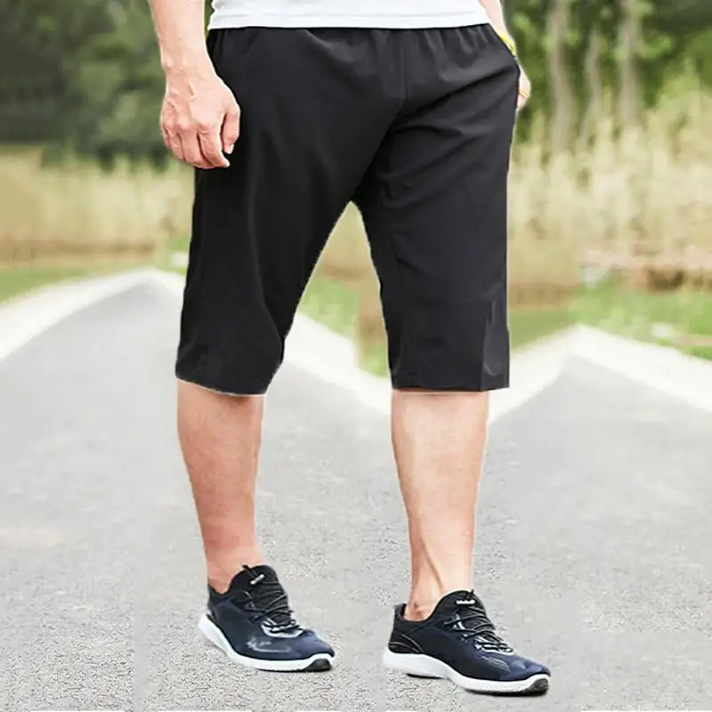 Short de sport trois quarts décontracté pour homme, pantalon de survêtement d'été, pantalon de gym, grande taille, 3XL-9XL, 3/4
