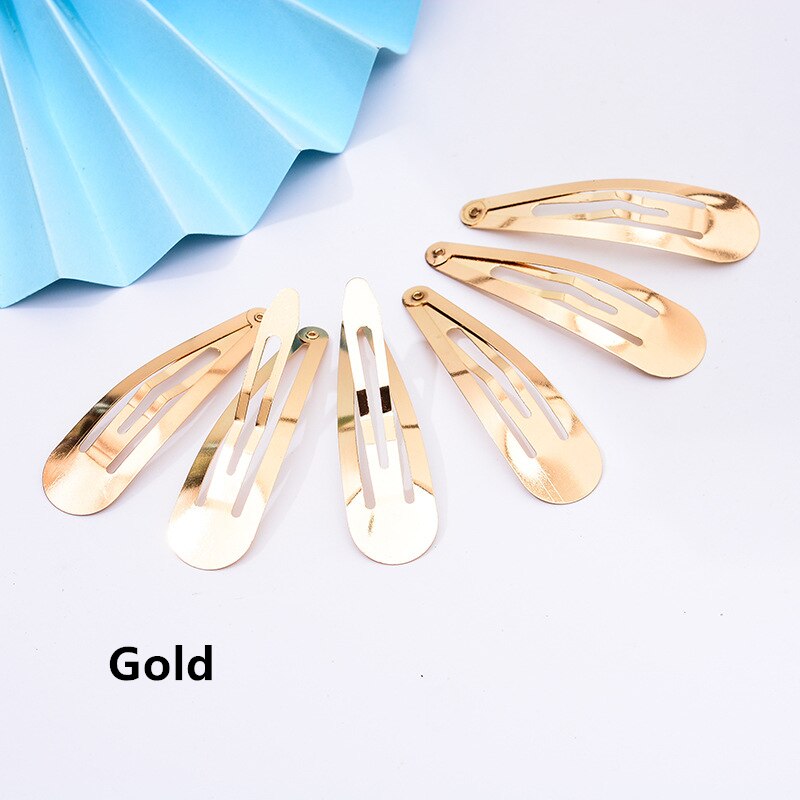 Clips à pression en métal de peinture or/argent, goutte d'eau, Clips pour bébé, pour pinces à cheveux DIY, Base de fabrication de bijoux, , 3-9cm, 100 pièces: 10mm / Or