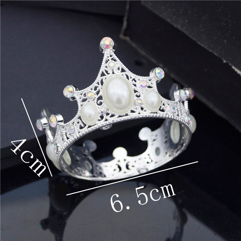 Small Metal Crown for Boys Girls Baby Birthday Prom Tiaras Pearls Hair Jewelry Baby Cake Ornaments Head Accessories: 03