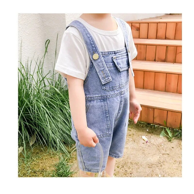 Mono de bebé novedad de verano niño niños suelto Casual mono Denim 2-7 Y los niños bolsillo Suspender pantalones cortos niños Mono corto