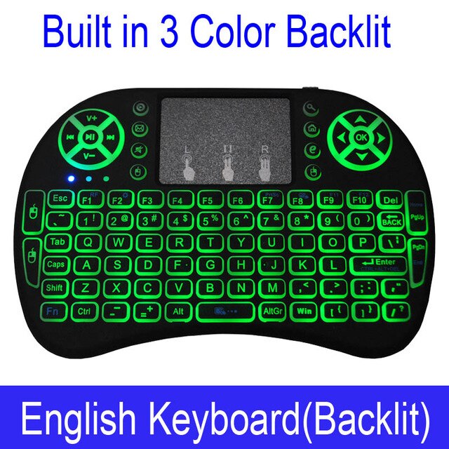 Miniteclado inalámbrico i8 con retroiluminación de 2,4 Ghz para Smart TV, Android, PC, portátil, en 2/3 días, España: i8 English Keyboard