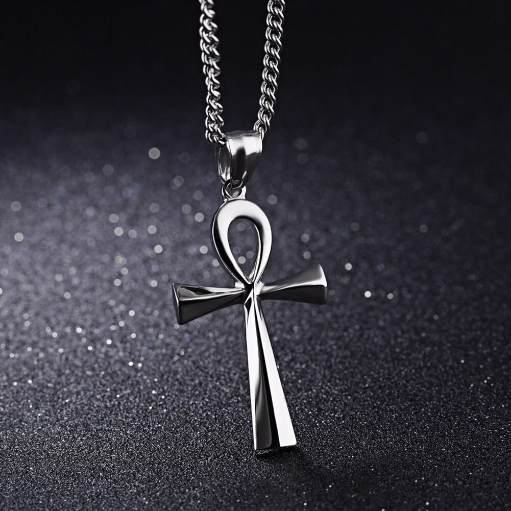 Religia egipski Ankh krucyfiks naszyjniki krzyż wisiorek ze stali nierdzewnej symbol życia krzyż naszyjniki biżuteria prezenty
