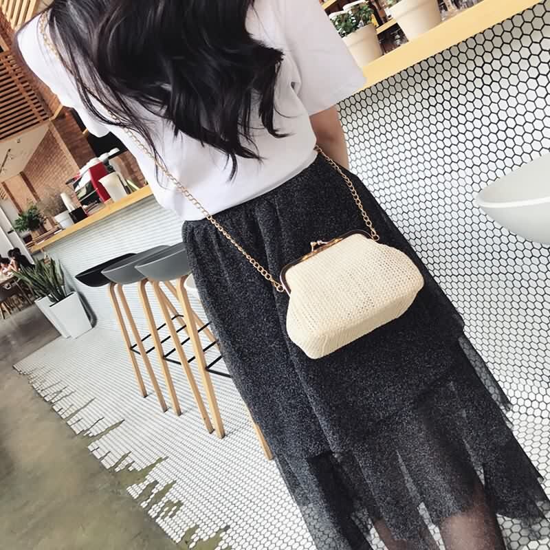 Luxy moon håndlavet halm clutch tote vintage kvinder aften taske pung pung strand håndtaske kæde lady messenger bag  zd784