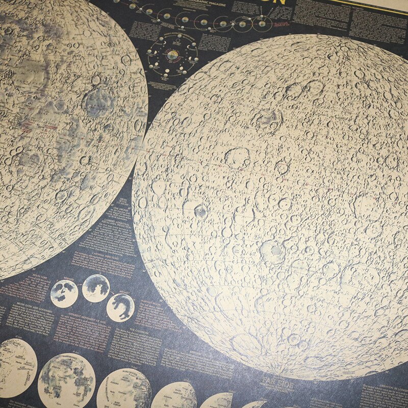 20 st månkarta 72.5*48cm retro månyta topografisk karta affisch väggdekor tapeter heminredning inredning